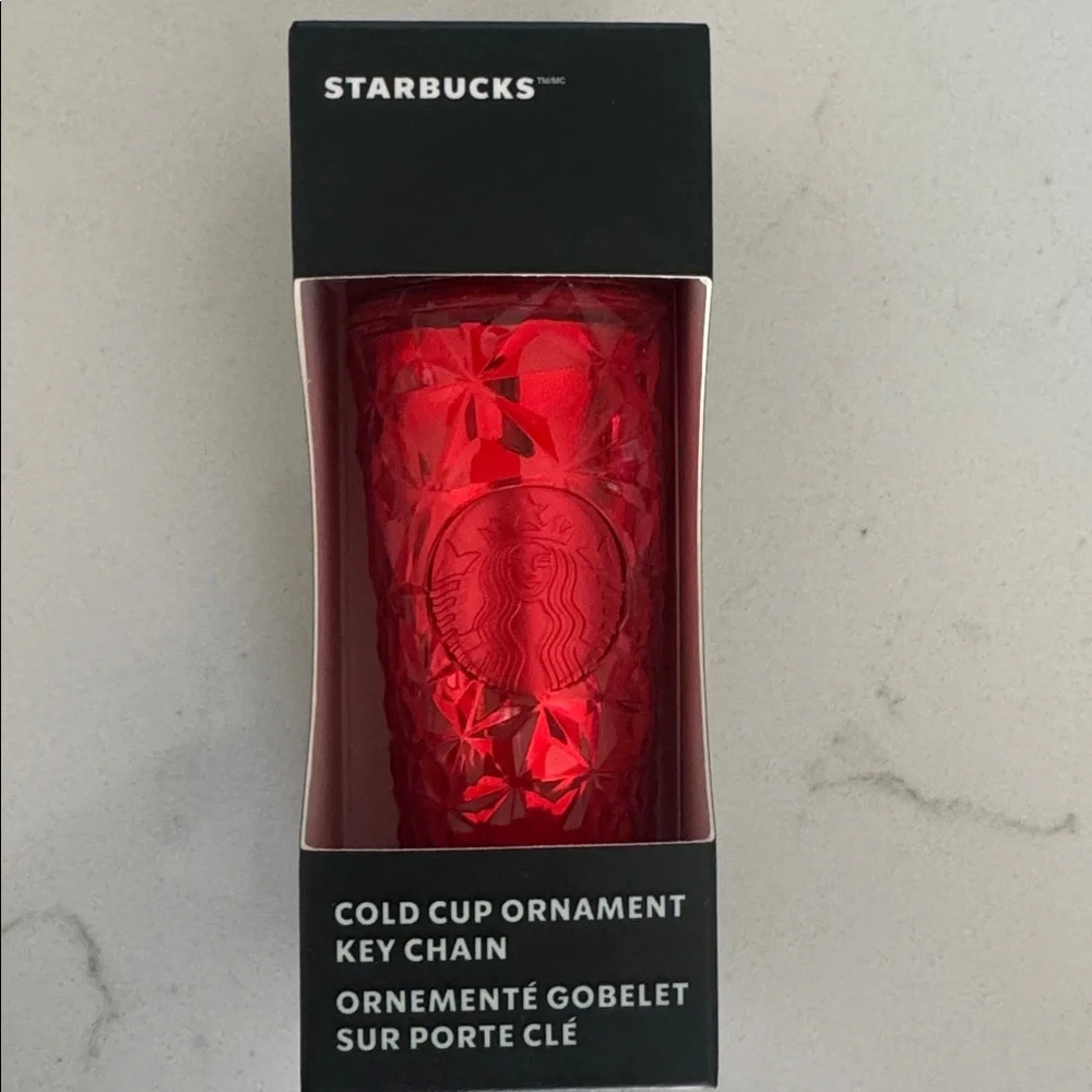 Starbucks Cold Cup Ornament Gem Keychain Red NIB